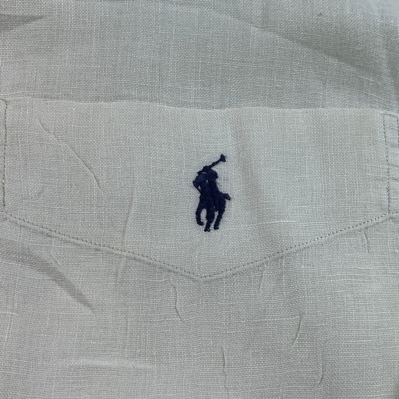 Ralph Lauren Blaire Linen Button Down Shirt‎ Mens XL Ivory Beige Casual - Picture 2 of 9